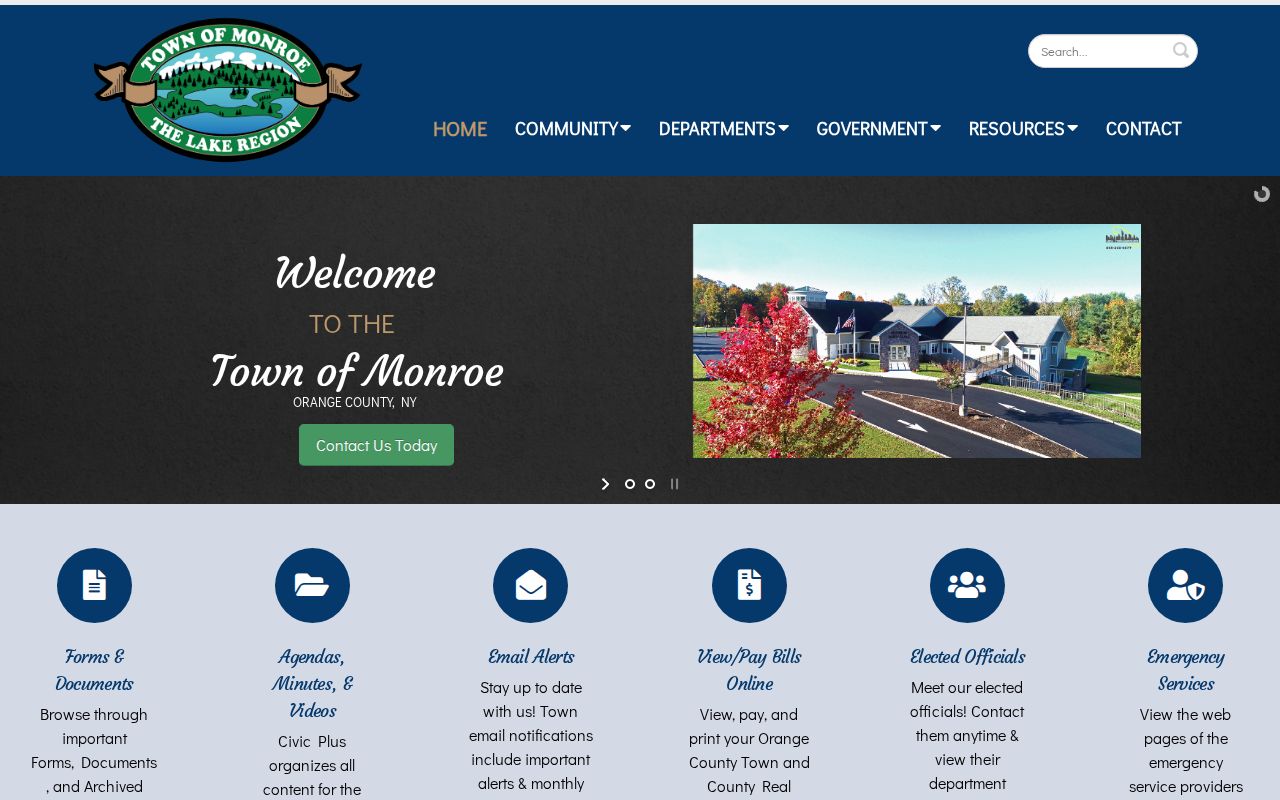 Town of Monroe residents directory official town records starting page