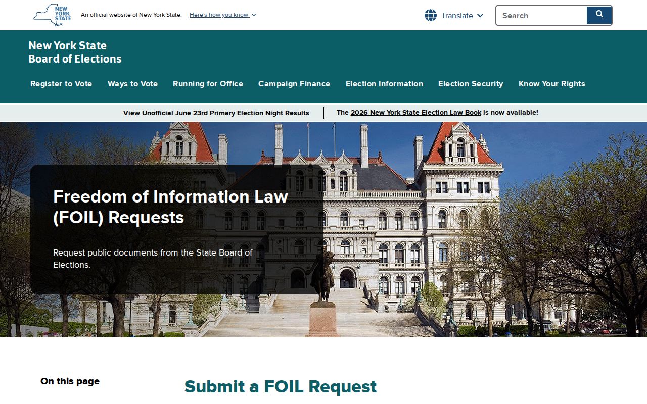 Town of Monroe neighbors voter FOIL request guidance
